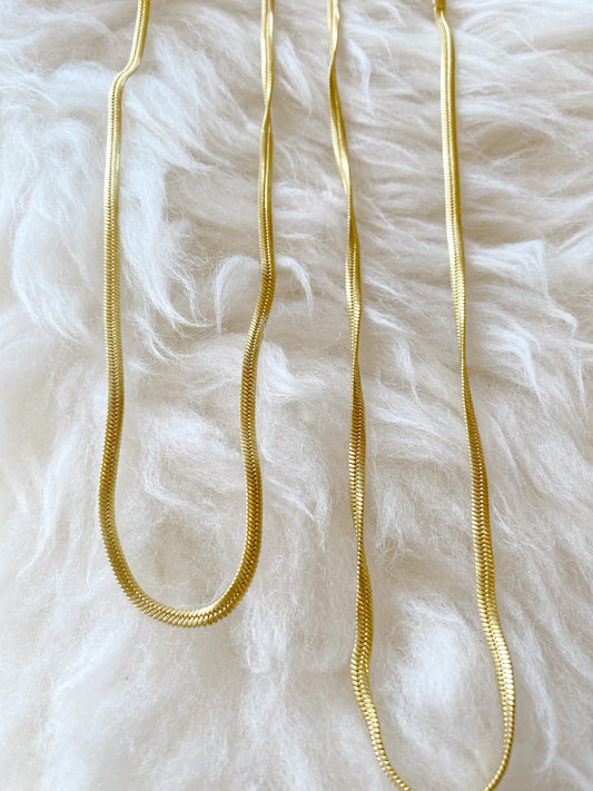Gold Single Herringbone Necklace