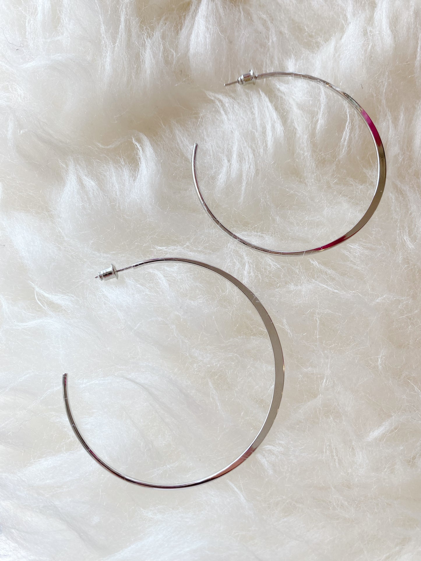 Flat XL Silver Hoop