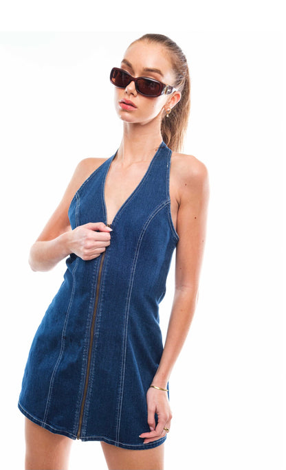 Uptown Denim Zip Mini