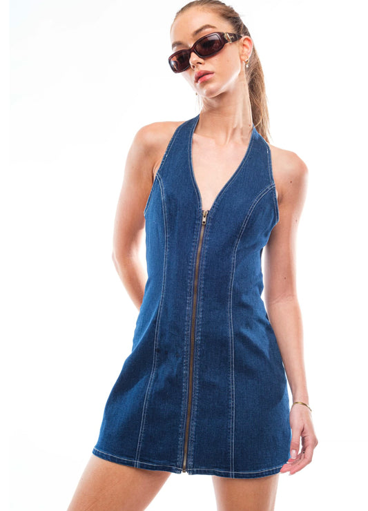 Uptown Denim Zip Mini