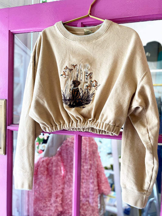 Vintage Bird Dog Cropped Sweater