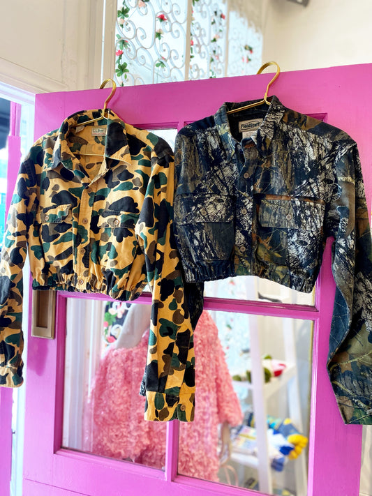 Redone Camo Cropped Shacket