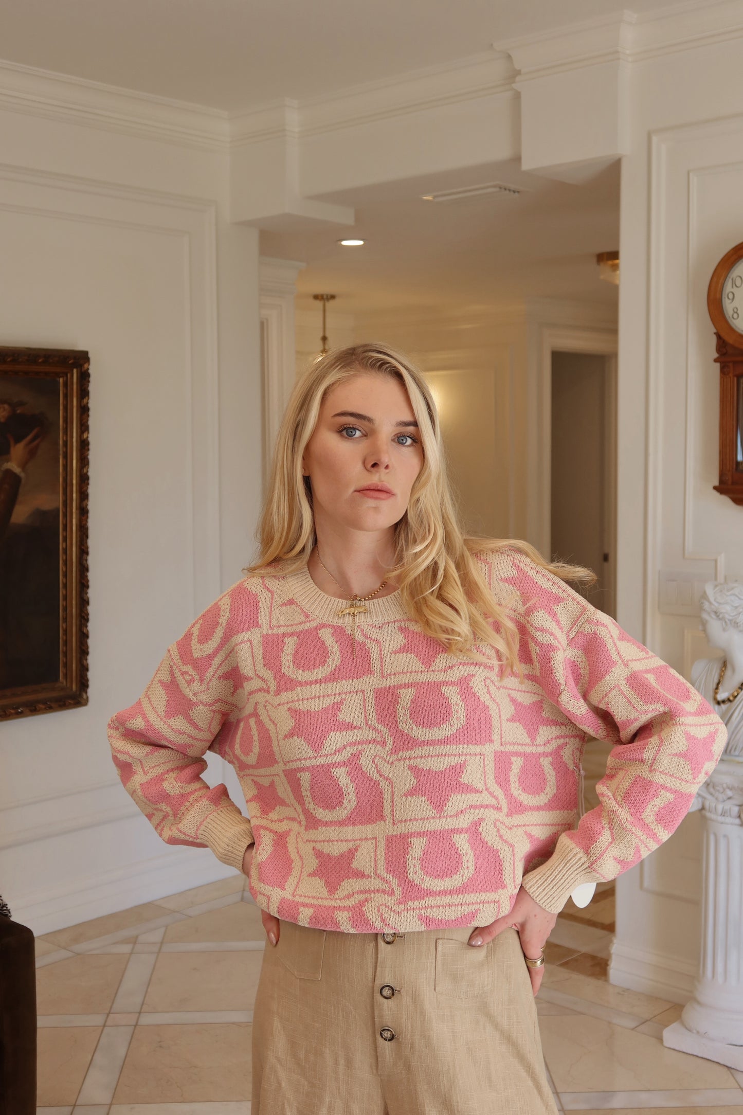 Western Knit Monogram Knit Sweater