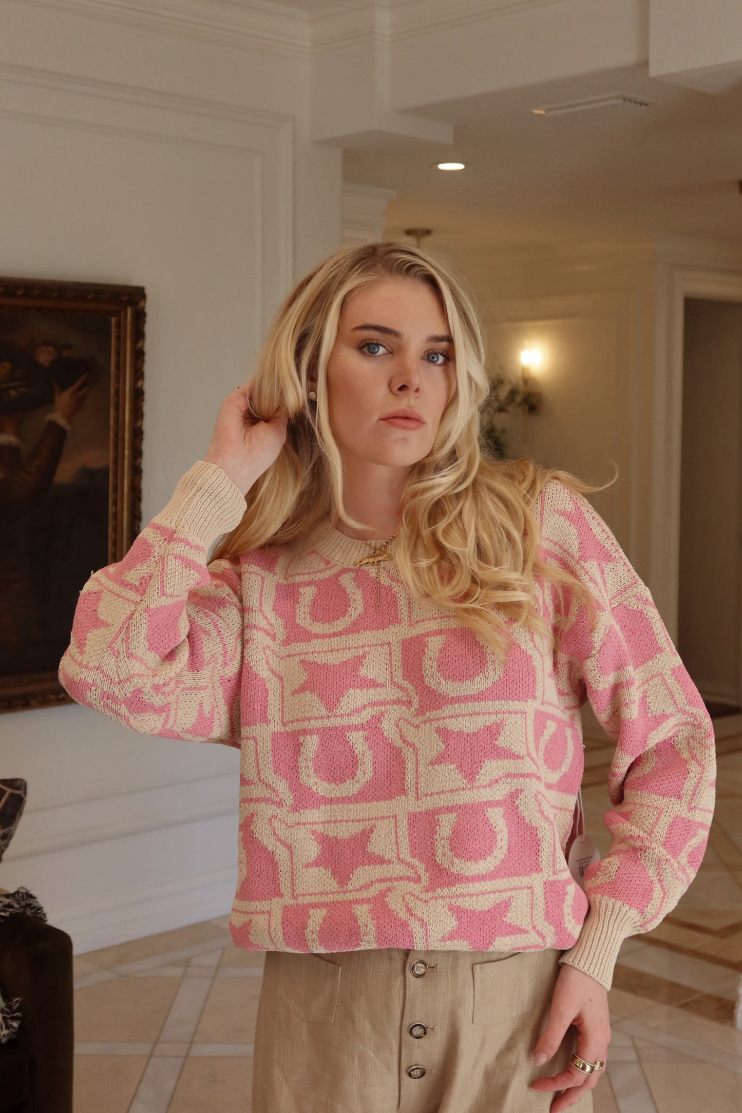 Western Knit Monogram Knit Sweater