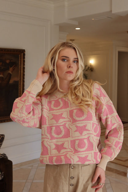 Western Knit Monogram Knit Sweater