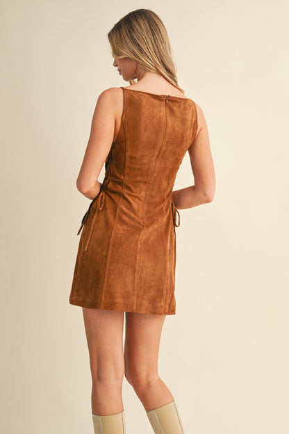 Side Lace Up Faux Suede Mini
