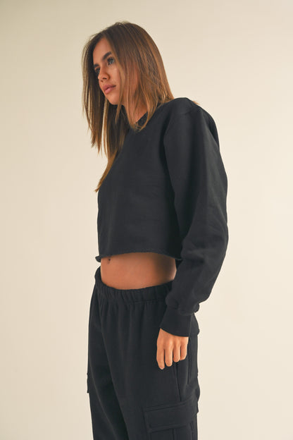 Utility Cropped Fleece Sweatshirt