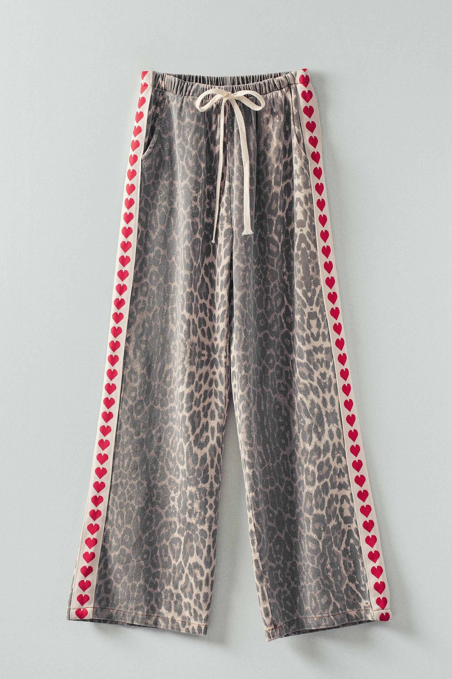 Heart Trim Leopard Pants