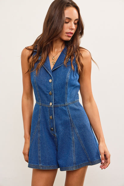 Denim Collard Romper
