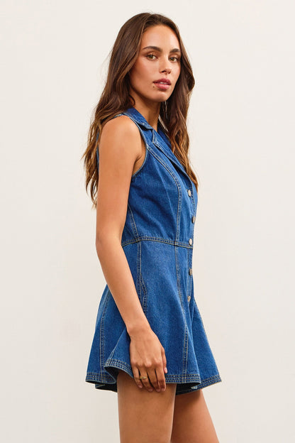 Denim Collard Romper