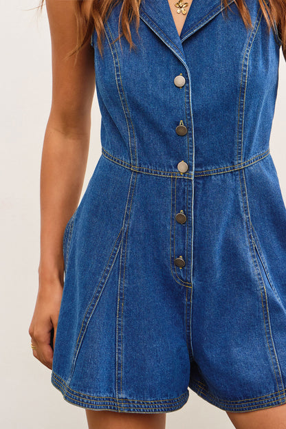 Denim Collard Romper
