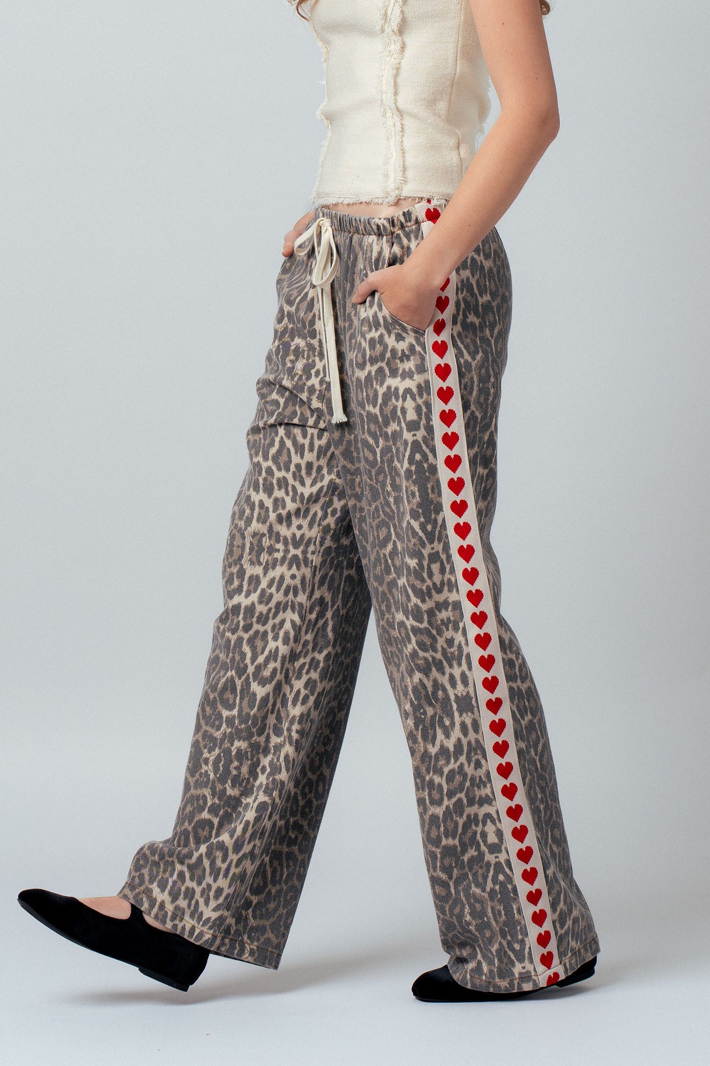 Heart Trim Leopard Pants
