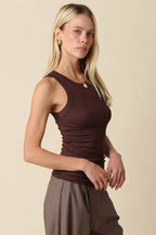 Malibu Ribbed Fitted Scoop Neck Tank Top