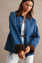 Cordoury Trim Denim Jacket