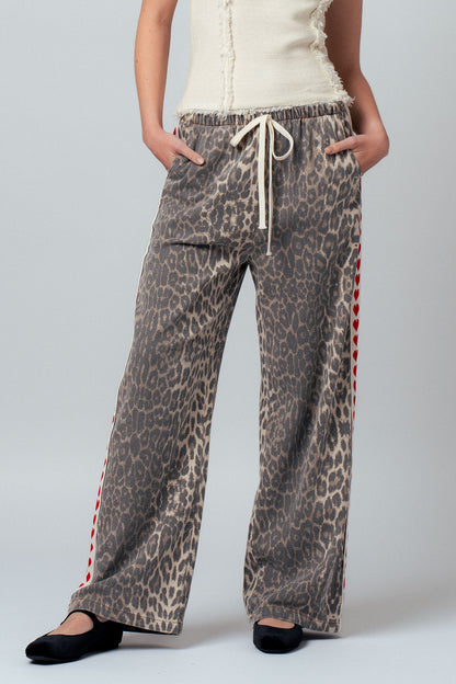 Heart Trim Leopard Pants