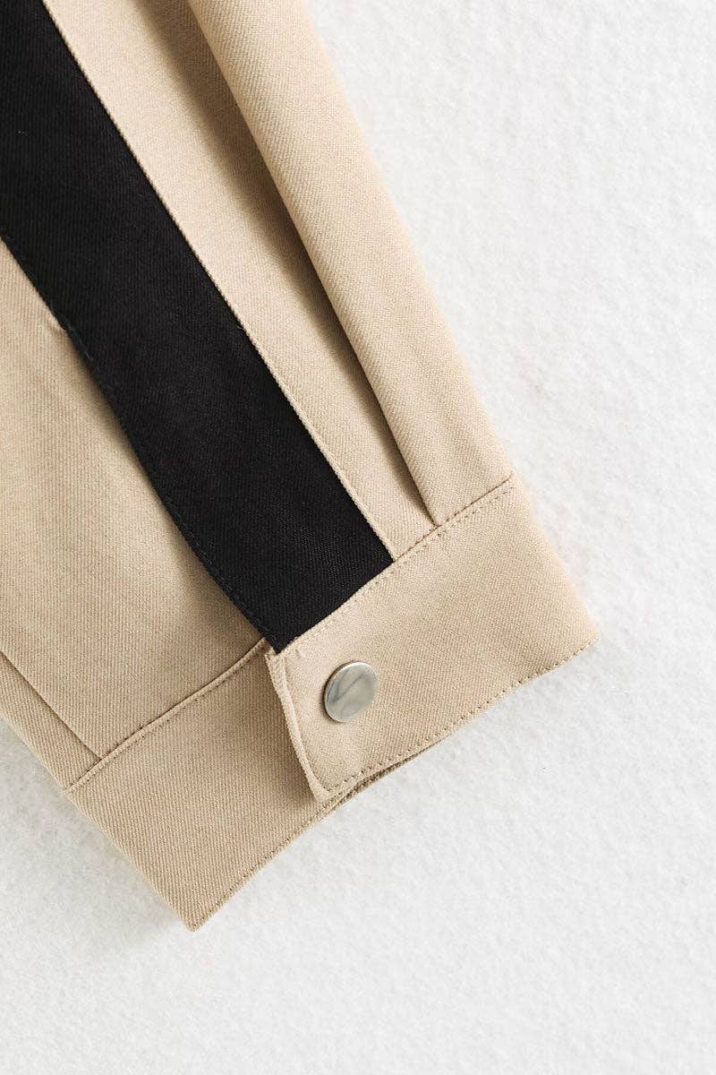 Colorblock Stand Collar Zip-Up Jacket