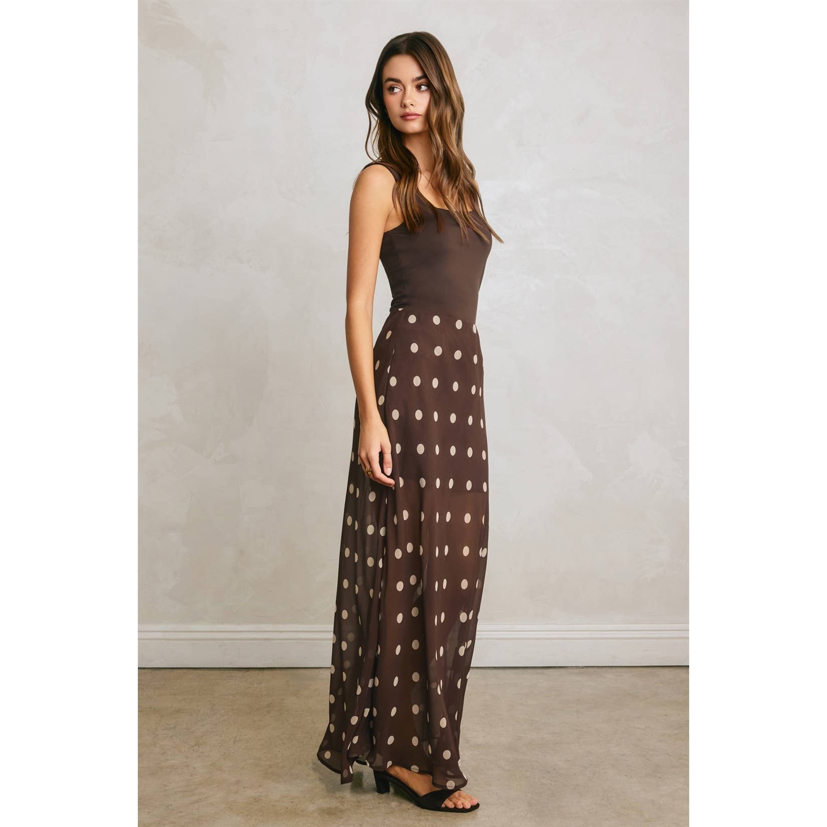 Polka Dot Pull On Maxi Skirt
