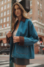 Cordoury Trim Denim Jacket