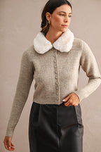 Sophia Fur Collar Cardigan