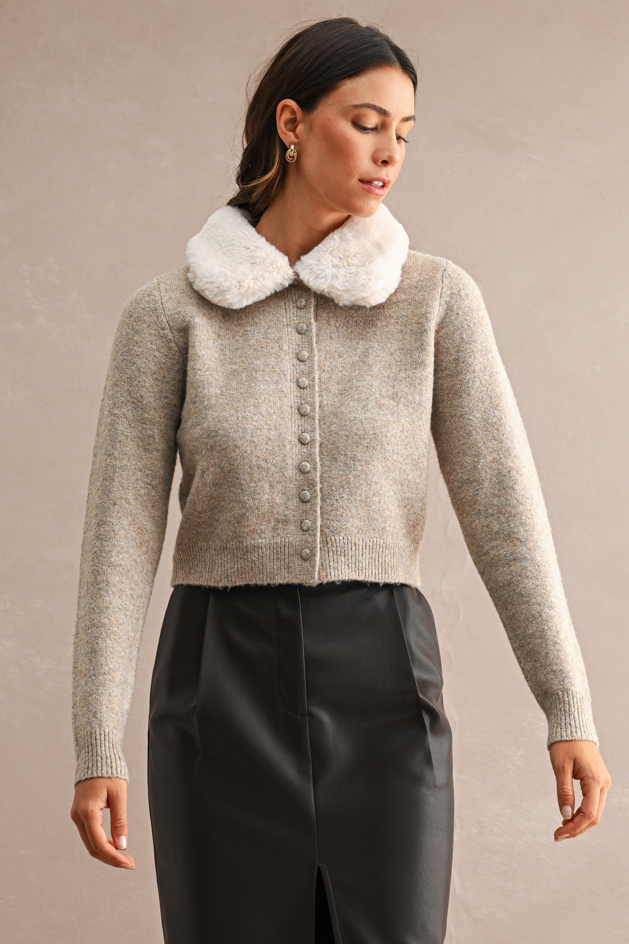 Sophia Fur Collar Cardigan
