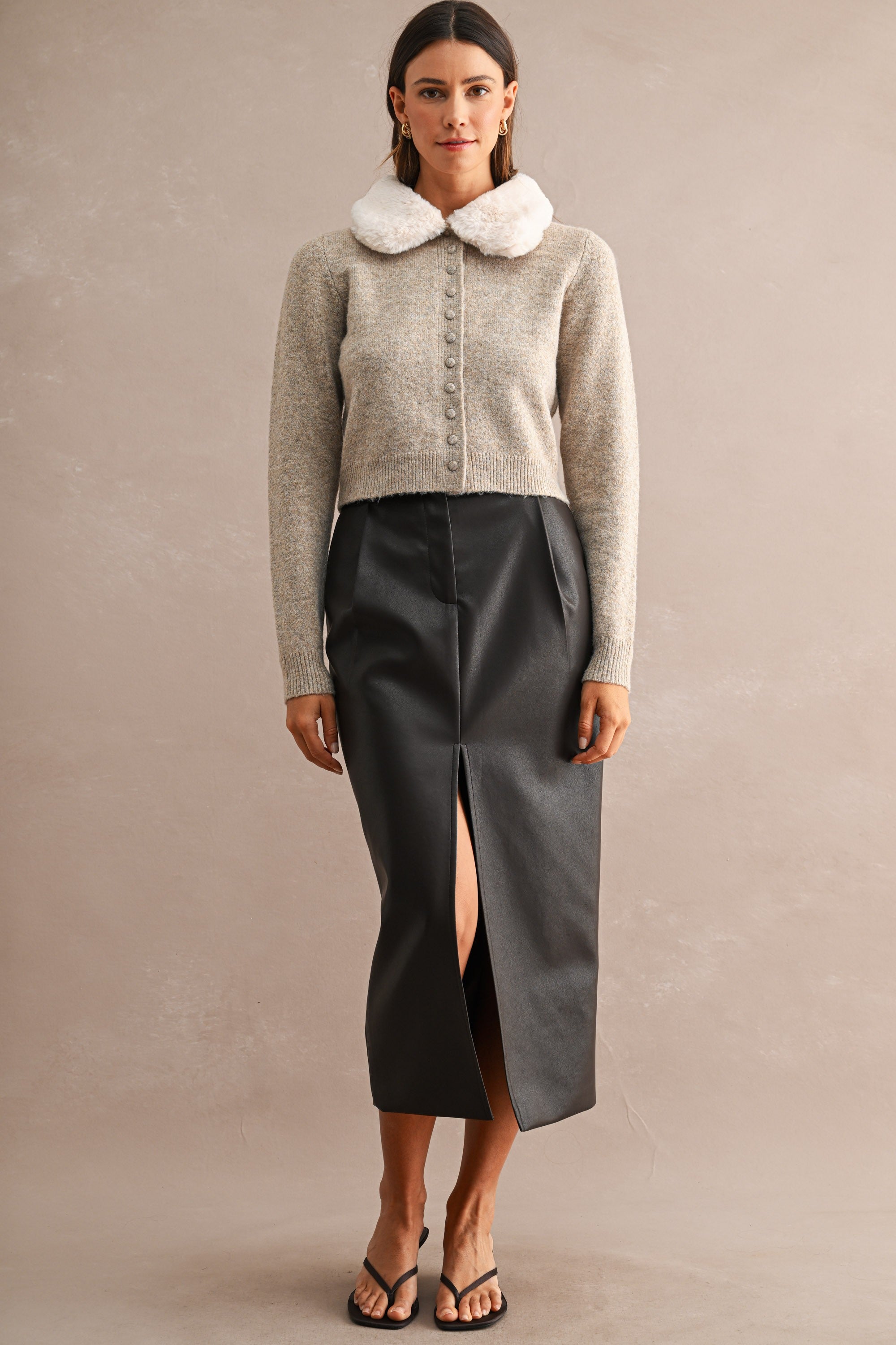 Sophia Fur Collar Cardigan