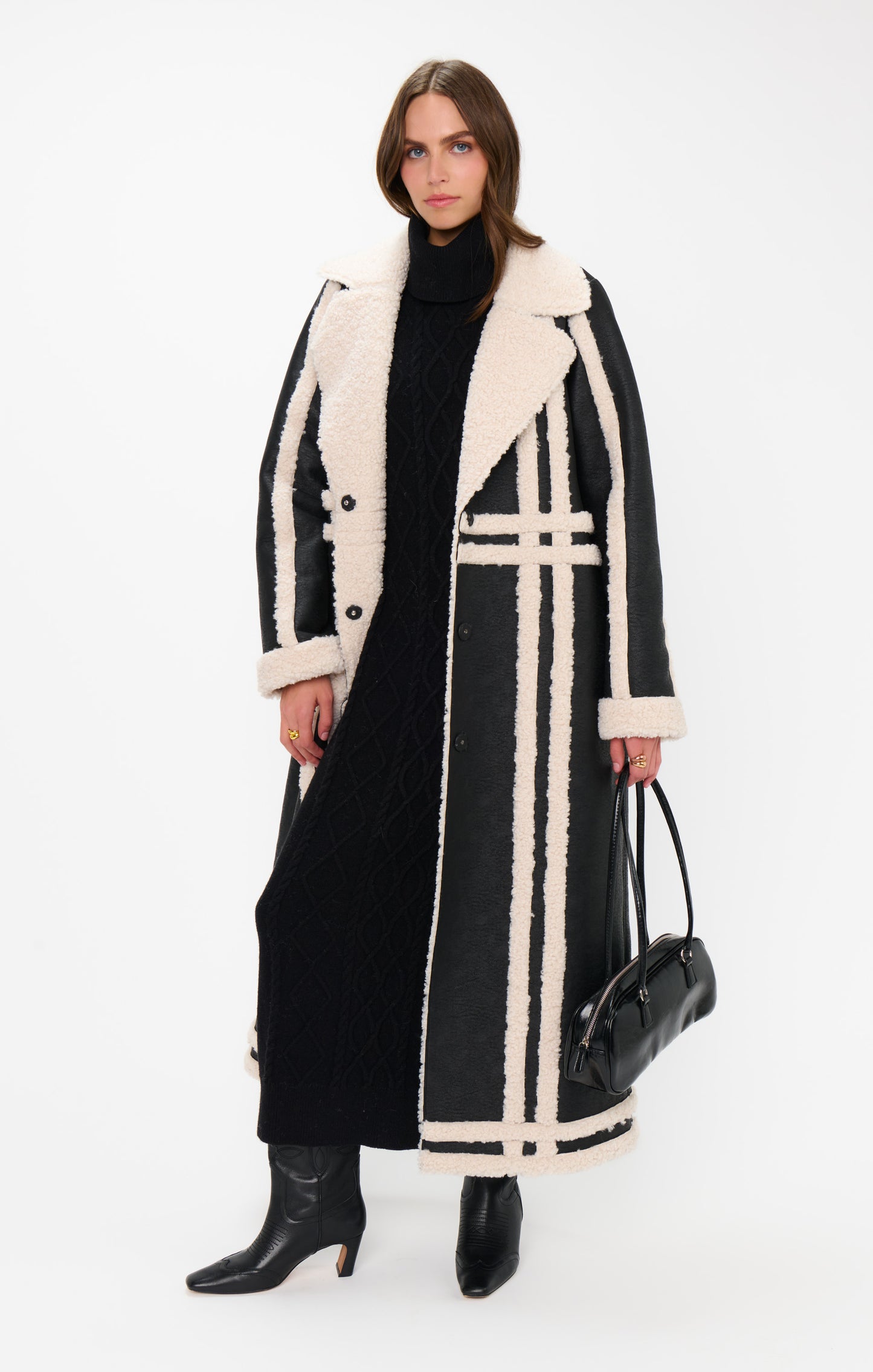 Swiss Alpes Coat Faux Leather With Sherpa