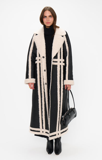 Swiss Alpes Coat Faux Leather With Sherpa