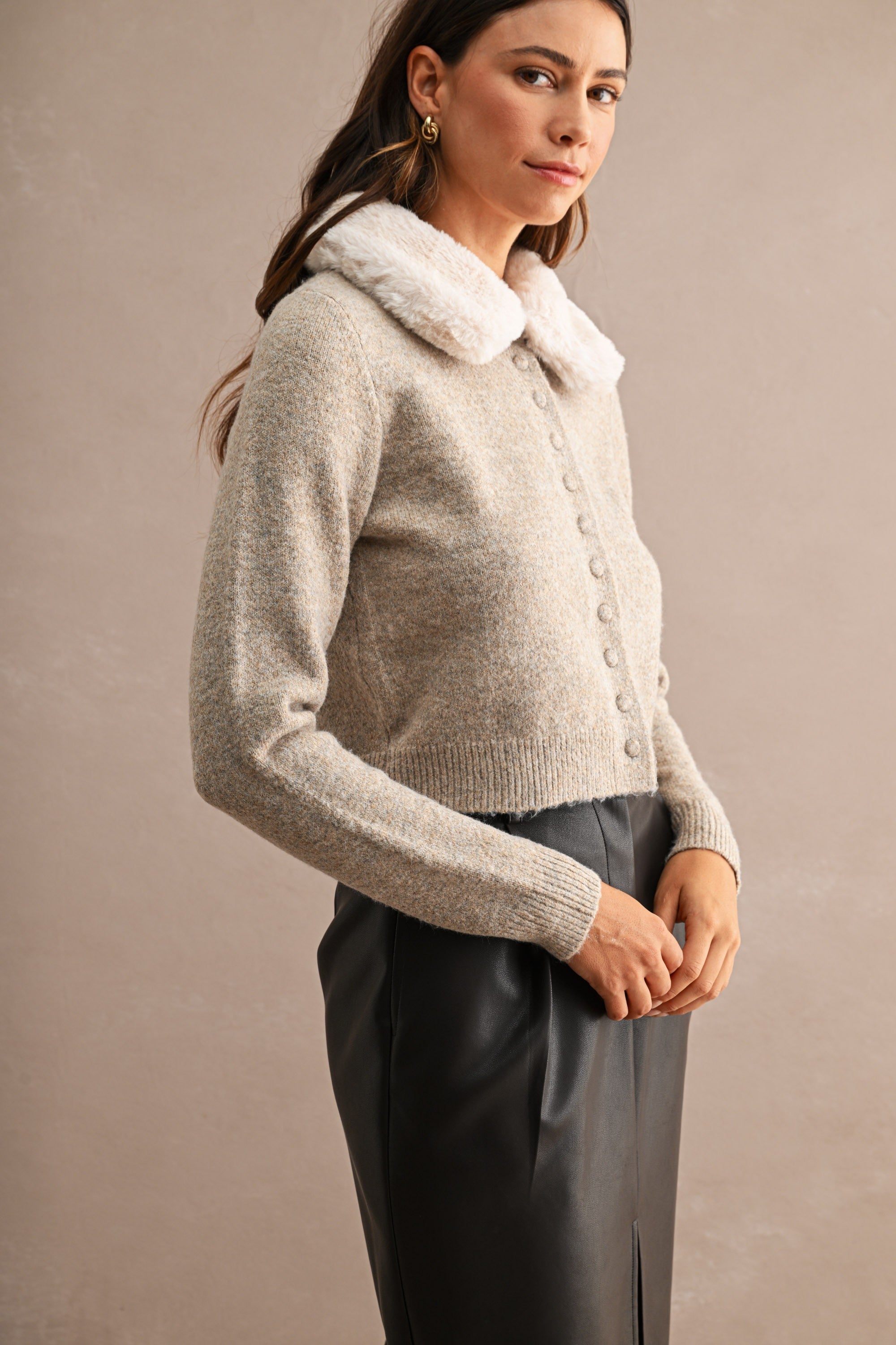 Sophia Fur Collar Cardigan