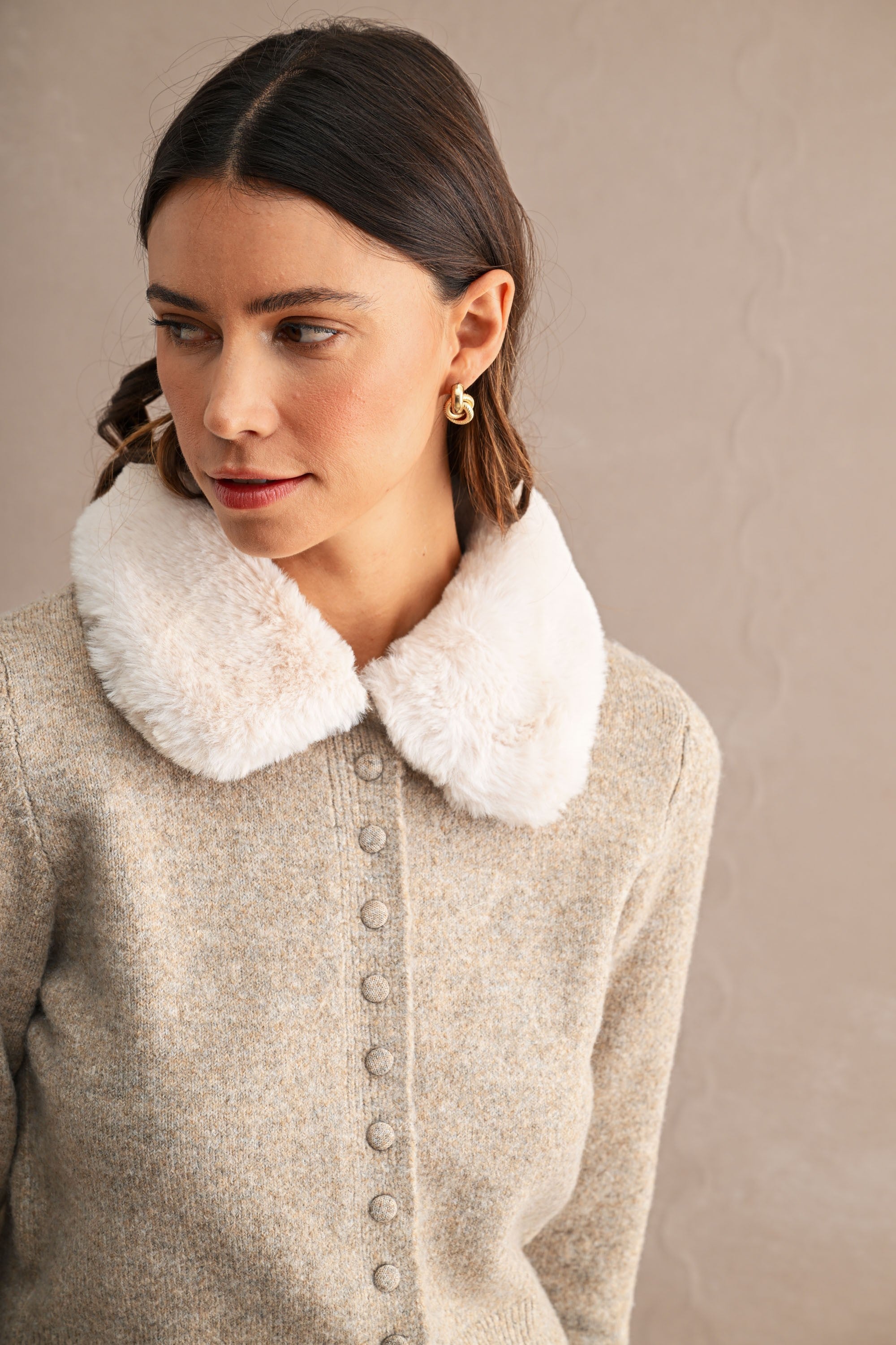 Sophia Fur Collar Cardigan