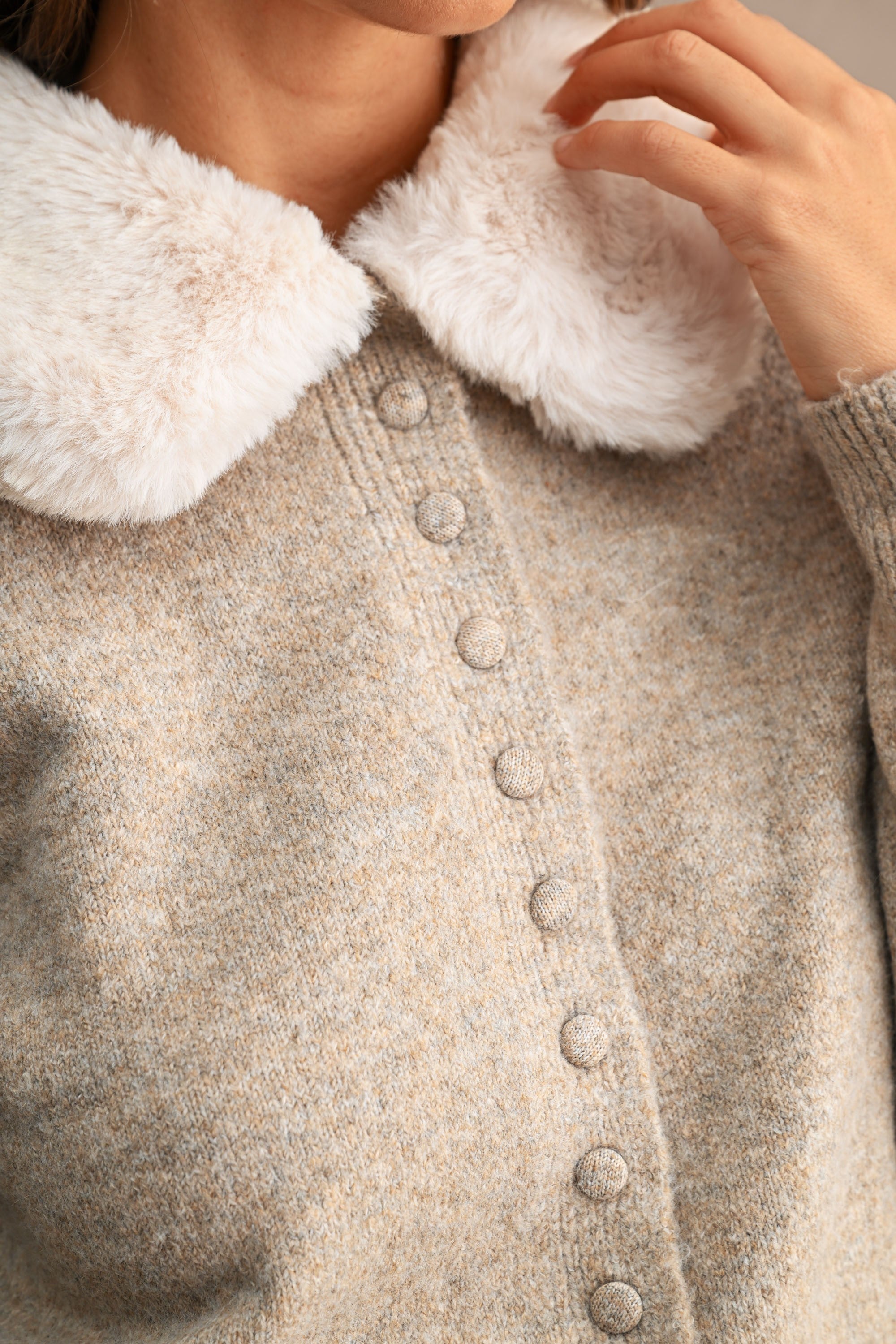 Sophia Fur Collar Cardigan