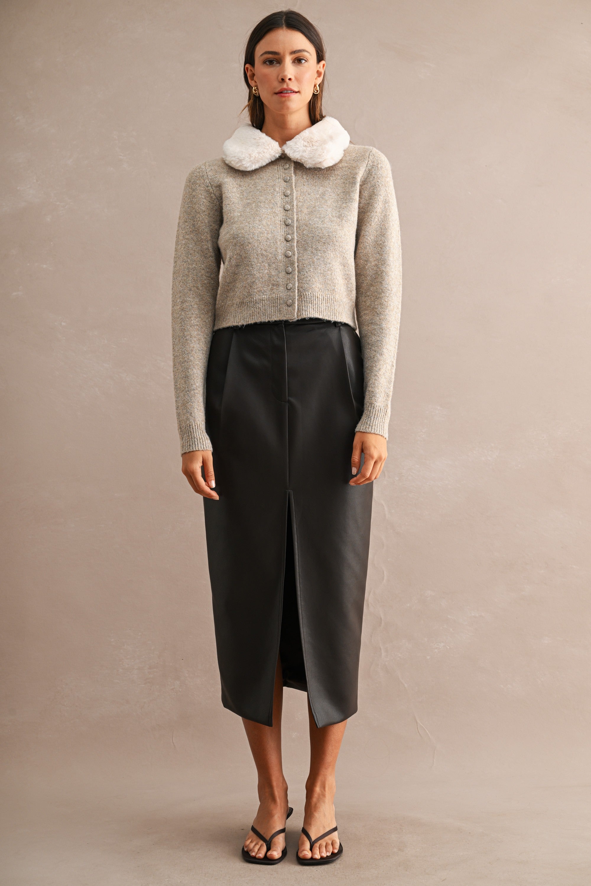 Sophia Fur Collar Cardigan