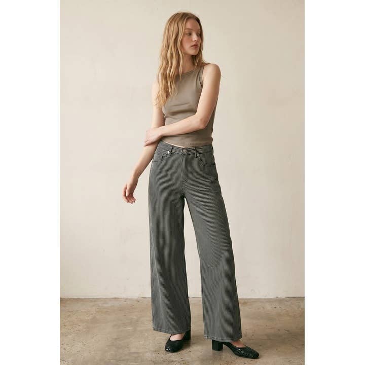 Striped Straight wide Leg Jeans