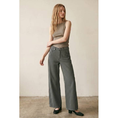 Striped Straight wide Leg Jeans