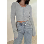 Knit Scoop Neck Button Down Cardigan