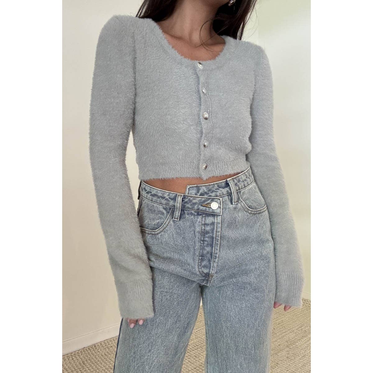 Knit Scoop Neck Button Down Cardigan
