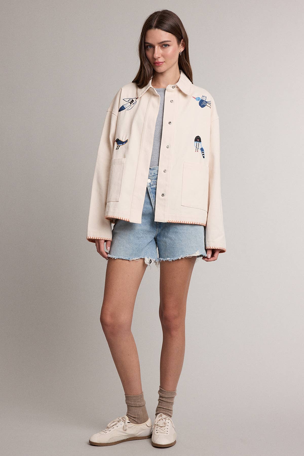 Bird Embroidery Utility Jacket