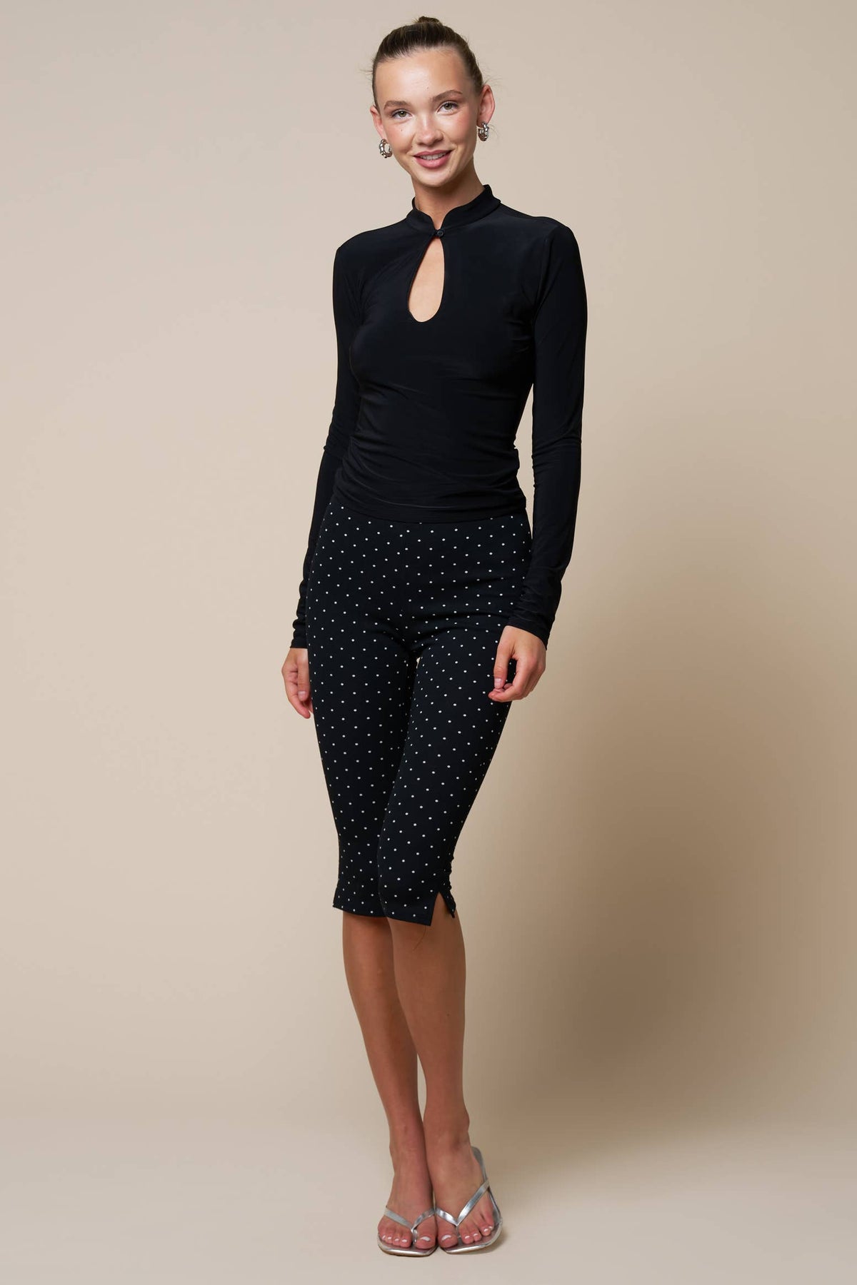 Mandarin Collar Long Sleeve Top
