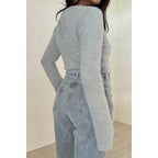 Knit Scoop Neck Button Down Cardigan