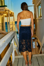 Lace Midi Skirt with Contrast Side Detail