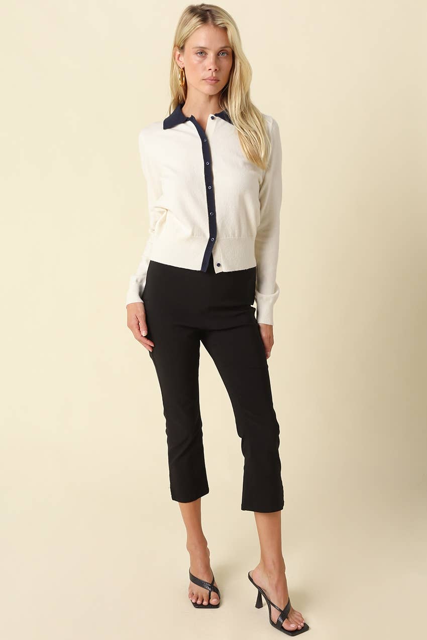 Leah Contrast Trim Knit Cardigan