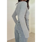 Knit Scoop Neck Button Down Cardigan