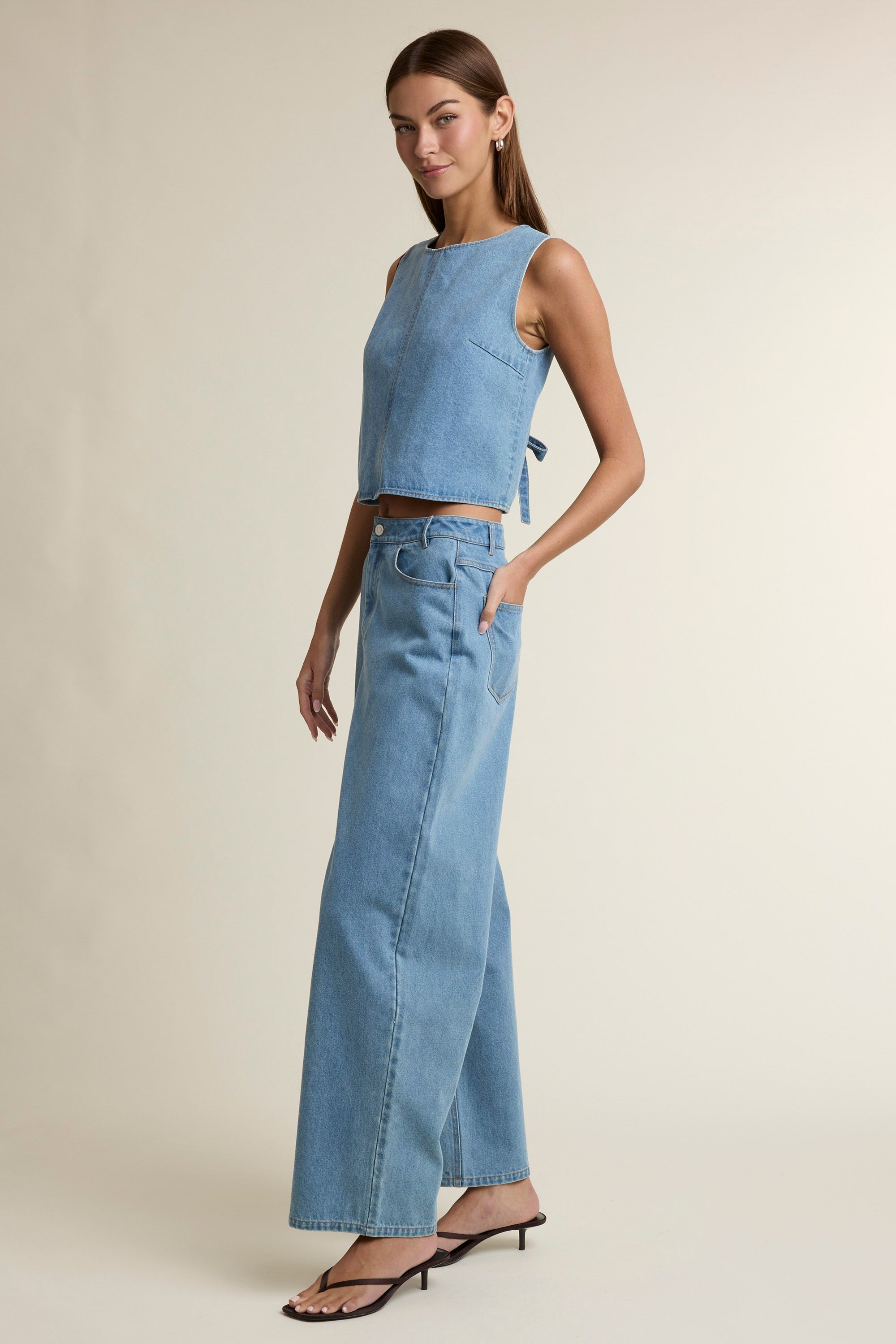 Stella Denim Tie Top
