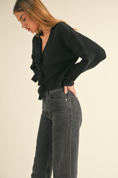 Back Bow Knit Sweater Top - Polkadots & Moonbeams LAPolkadots & MoonbeamsBlackSBack Bow Knit Sweater Top