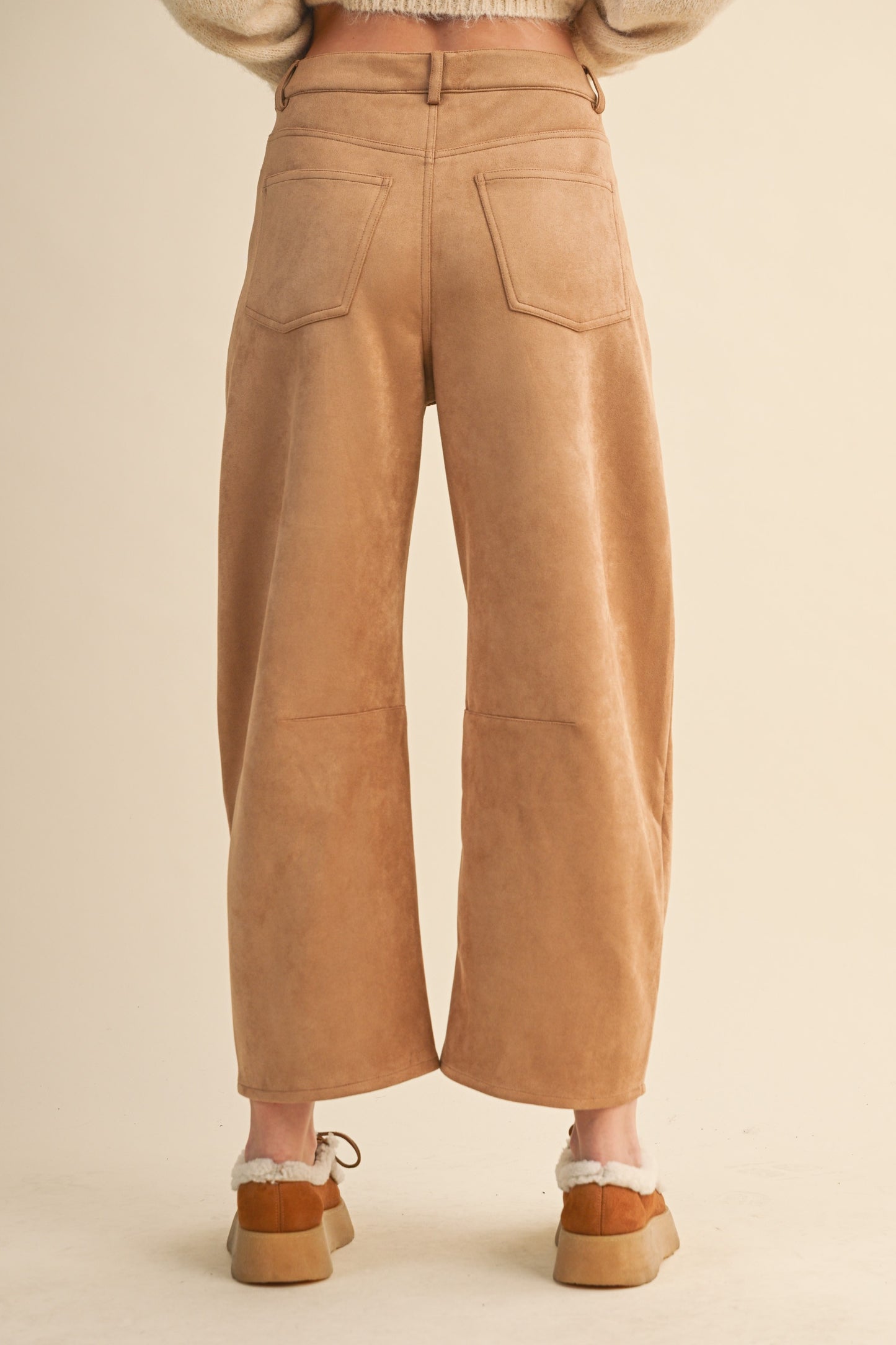 Faux Suede Barrel Pants