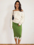Lime Lace Midi Skirt