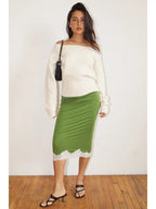 Lime Lace Midi Skirt