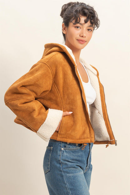 Faux Suede Crop Jacket