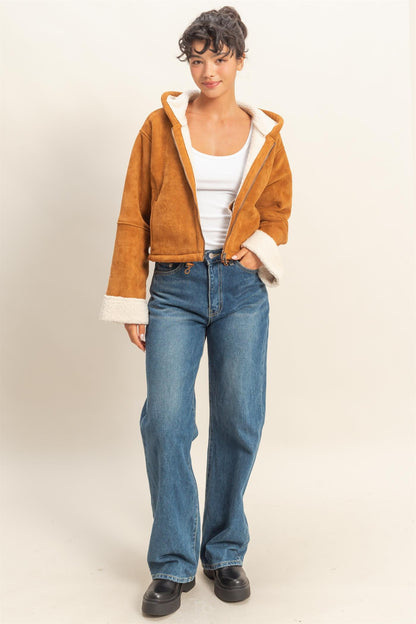 Faux Suede Crop Jacket