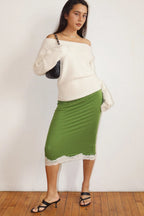 Lime Lace Midi Skirt
