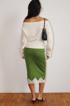 Lime Lace Midi Skirt